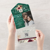 ジュエリートーンエメラルド素朴ボホ結婚ズ オールインワン招待状 (貼ってはがせる)