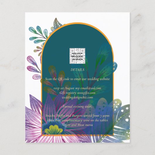 ジュエリートーンティール(緑がかった色)マルーン金ゴールドウェディングアクト チラシ (裏面)