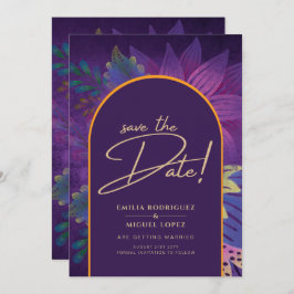 ジュエリートーンプラムパープルベリー結婚金ゴールド 招待状