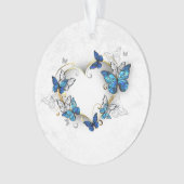 ジュエリーハートと蝶モルフォ オーナメント (正面)