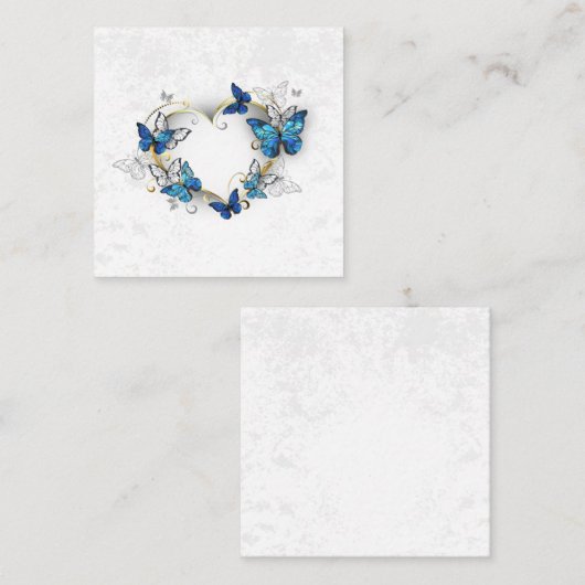 ジュエリーハートと蝶モルフォ スクエア名刺 (正面/裏面)