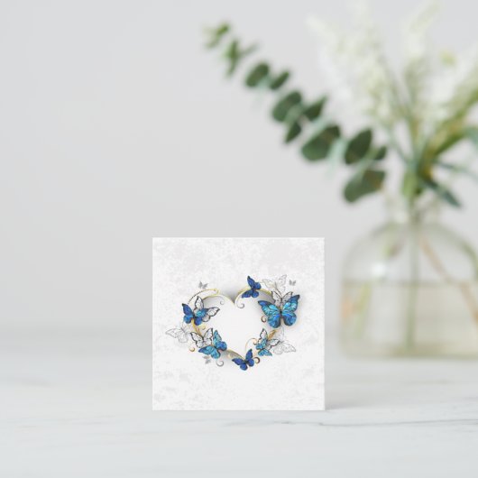 ジュエリーハートと蝶モルフォ スクエア名刺 (スタンド正面)