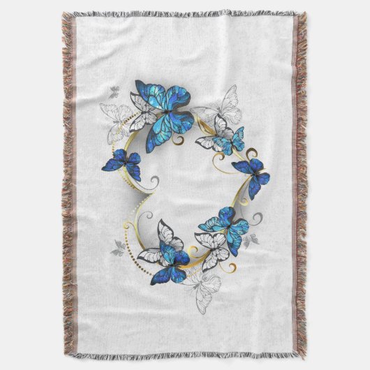 ジュエリーハートと蝶モルフォ スローブランケット (正面縦)