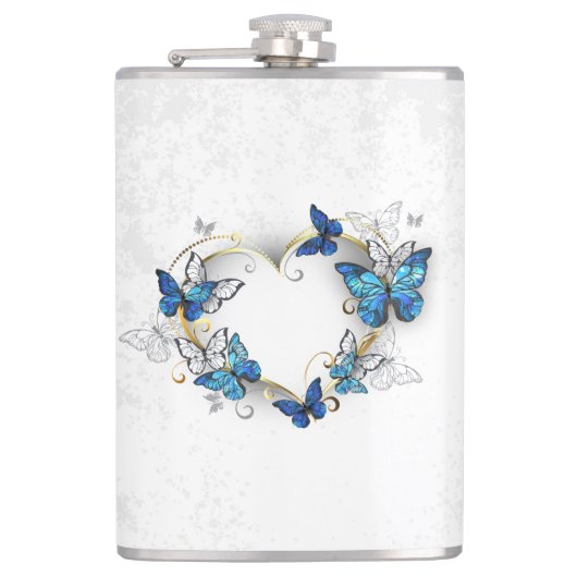 ジュエリーハートと蝶モルフォ フラスク (正面)