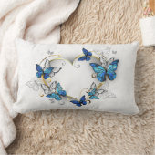 ジュエリーハートと蝶モルフォ ランバークッション (ブランケット)
