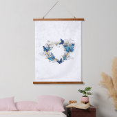 ジュエリーハートと蝶モルフォ 吊り下げ型タペストリー (寝室)