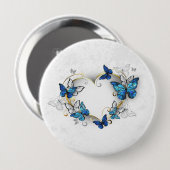 ジュエリーハートと蝶モルフォ 缶バッジ (正面&裏面)