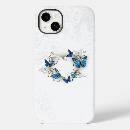 ジュエリーハートと蝶モルフォ Case-Mate iPhoneケース (裏面)