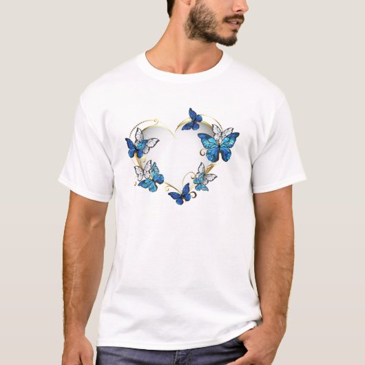 ジュエリーハートと蝶モルフォ Tシャツ (正面)