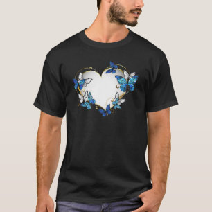 ジュエリーハートと蝶モルフォ Tシャツ