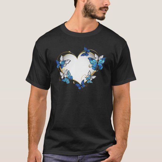 ジュエリーハートと蝶モルフォ Tシャツ (正面)
