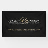 ジュエリーバイパーソナルネームブランドビジネス金ゴールドブラック 横断幕 (横)