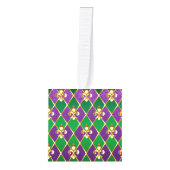 ジュエリーバックグラウンドマルディグラ キューブオーナメント (正面)