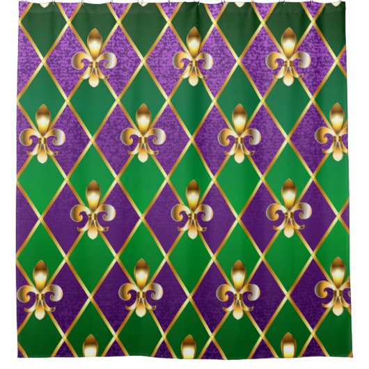 ジュエリーバックグラウンドマルディグラ シャワーカーテン (正面)