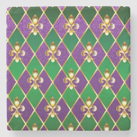 ジュエリーバックグラウンドマルディグラ ストーンコースター (正面)