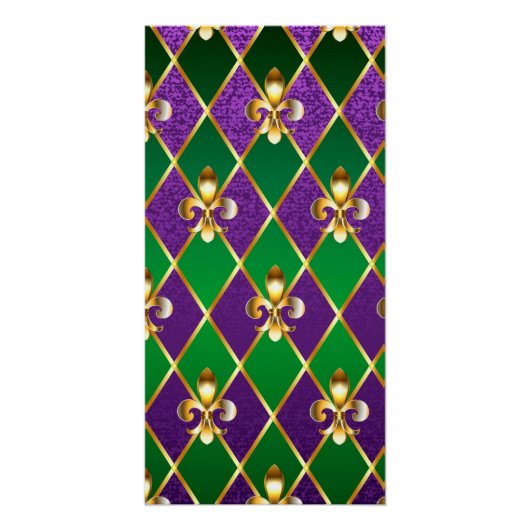 ジュエリーバックグラウンドマルディグラ ポスター (正面)