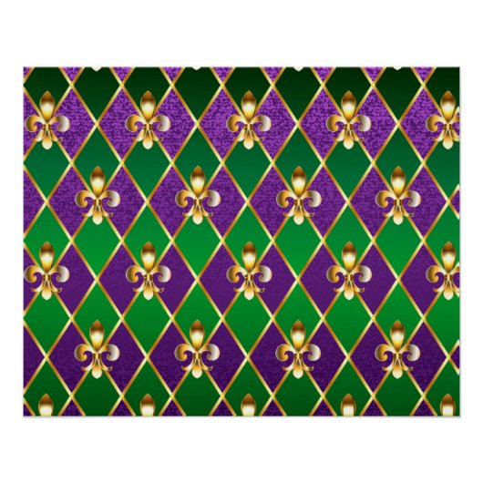 ジュエリーバックグラウンドマルディグラ ポスター (正面)