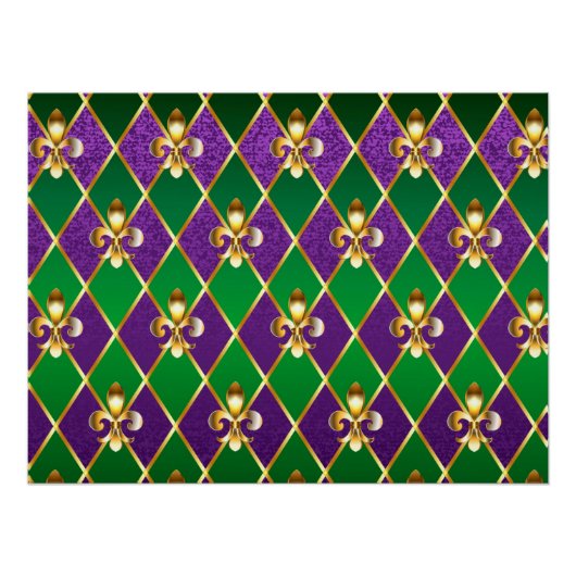 ジュエリーバックグラウンドマルディグラ ポスター (正面)