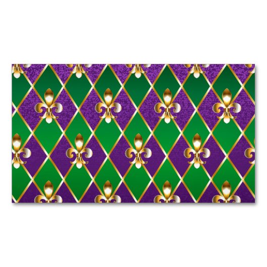 ジュエリーバックグラウンドマルディグラ マグネット名刺 (正面)