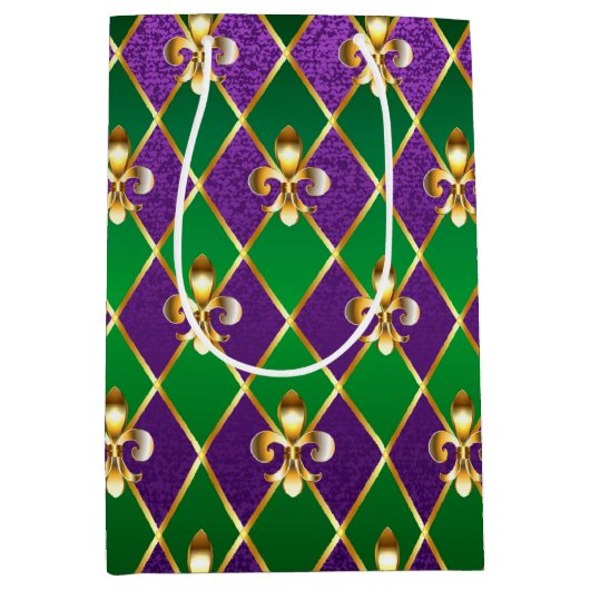 ジュエリーバックグラウンドマルディグラ ミディアムペーパーバッグ (正面)