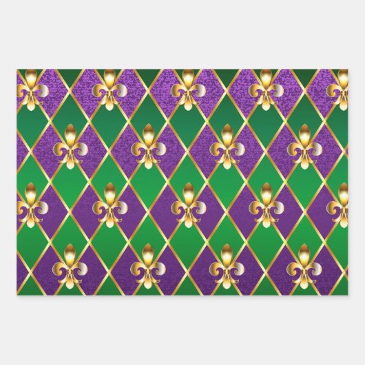 ジュエリーバックグラウンドマルディグラ ラッピングペーパーシート (正面)