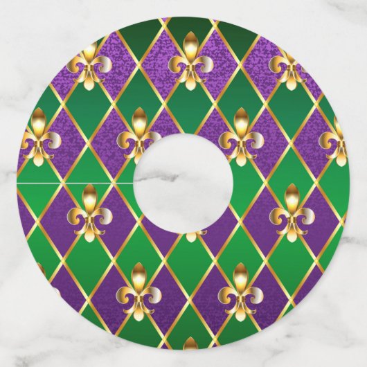 ジュエリーバックグラウンドマルディグラ ワイングラスタグ (正面)