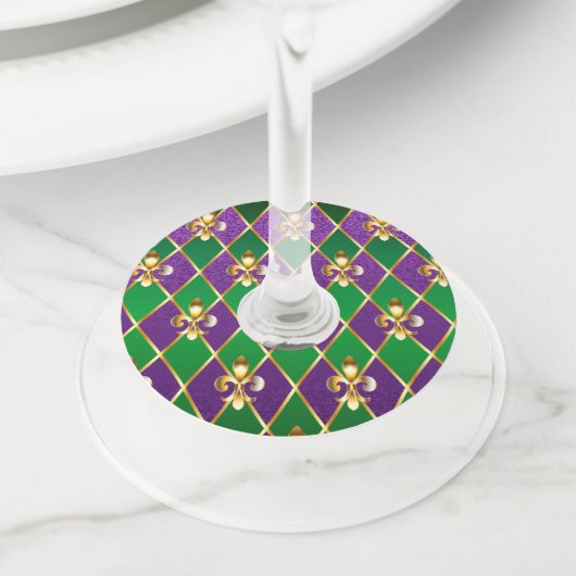 ジュエリーバックグラウンドマルディグラ ワイングラスタグ (クローズアップ)