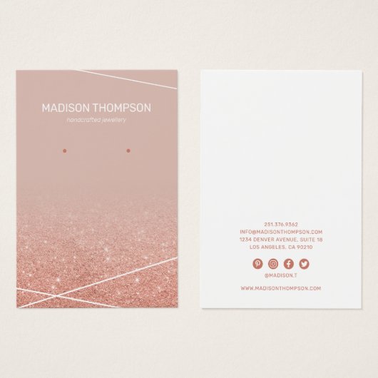 ジュエリーバラ金ゴールドグリッターイヤリングディスプレイ (正面&裏面)