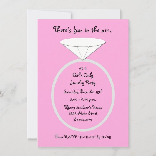 ジュエリーパーティー招待状ジャイアントリングや輪招待状 招待状 (正面)