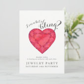 ジュエリーパーティー招待状ルビーラブきらきら光る 招待状 (スタンド正面)