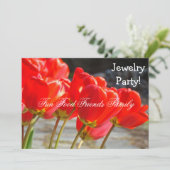 ジュエリーパーティー!招待状レッドチューリ招待されップ 招待状 (スタンド正面)