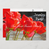 ジュエリーパーティー!招待状レッドチューリ招待されップ 招待状 (正面/裏面)