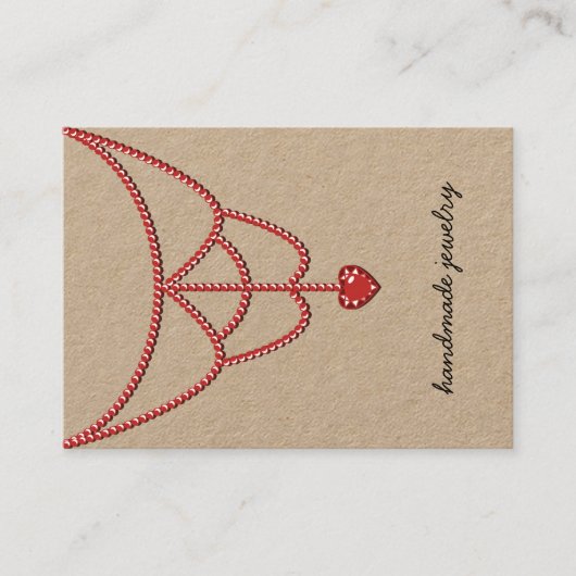 ジュエリーパールネックレスディスプレイ赤いハートグラマー 名刺 (正面)