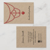 ジュエリーパールネックレスディスプレイ赤いハートグラマー 名刺 (正面/裏面)