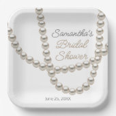 ジュエリーパールネックレスブライダルシャワー ペーパープレート (正面)
