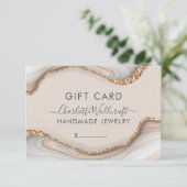 ジュエリーピンク金ゴールドグリッター大理石ギフト証明書 (スタンド正面)