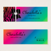 ジュエリーファッション小売価格ラベルレインボーゼブラ (正面&裏面)