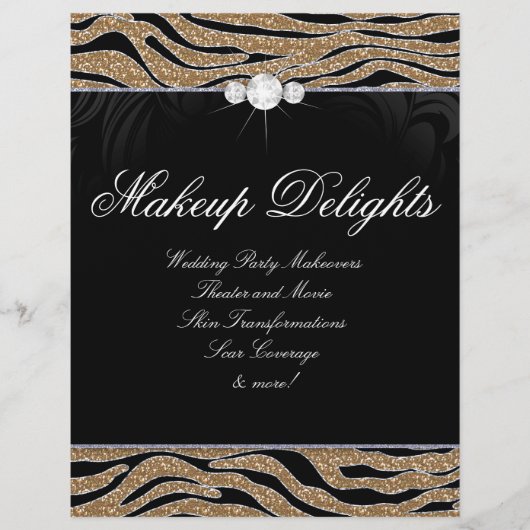 ジュエリーフライヤーヘアサロンゼブラグリッター金ゴールド チラシ (正面)