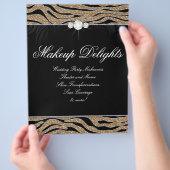 ジュエリーフライヤーヘアサロンゼブラグリッター金ゴールド チラシ (手)