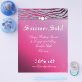 ジュエリーフライヤーヘアサロンゼブラスパークルピンク赤 チラシ (シングル)