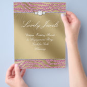 ジュエリーフライヤーヘアサロンゼブラスパークルピンク金ゴールド2 チラシ (手)