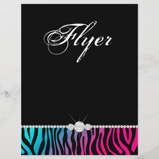 ジュエリーフライヤーヘアサロンゼブラピンクブルーパープル チラシ (正面)
