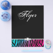 ジュエリーフライヤーヘアサロンゼブラピンクブルーパープル チラシ (シングル)