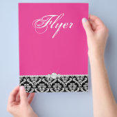 ジュエリーフライヤーヘアサロンダマスクブラックピンククラシー チラシ (手)