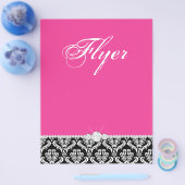 ジュエリーフライヤーヘアサロンダマスクブラックピンククラシー チラシ (シングル)