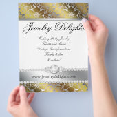 ジュエリーフライヤーヘアサロンフローラダマスク金ゴールドシルバー チラシ (手)