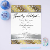 ジュエリーフライヤーヘアサロンフローラダマスク金ゴールドシルバー チラシ (シングル)