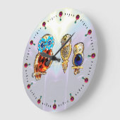 ジュエリーフール金ゴールド、ブルーターキーストパス ラージ壁時計 (傾斜)