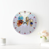 ジュエリーフール金ゴールド、ブルーターキーストパス ラージ壁時計 (ホーム)