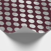 ジュエリーマルーンブルガンディシルバードットズVIP ラッピングペーパー (角)